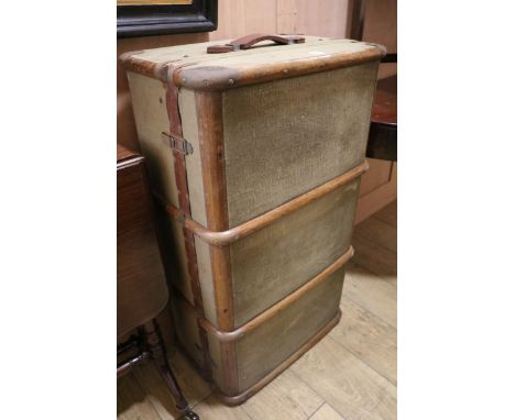 A canvas and wood trunk W.91cm