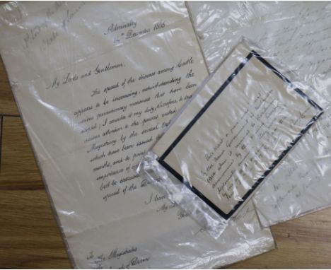 19th/20th century political and diplomatic autograph material and ephemera, including: George Spencer, 2nd Earl Spencer (1758