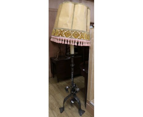 A gothic style wrought iron lamp standard W.50cm