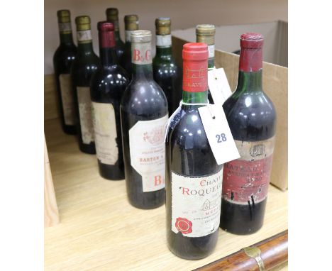 Ten bottles of Bordeaux vintage claret, various, including Chateau Tertre Daugay 1958 x 2, Chateau Grand Puch 1964 x 1, Chate