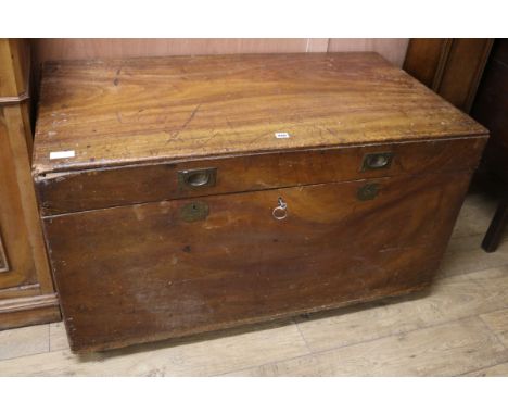 A large Victorian mahogany trunk W.117cm