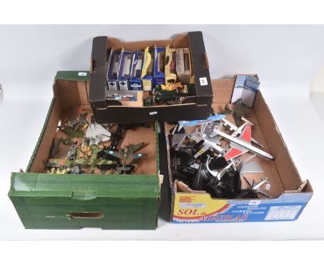 A COLLECTION OF UNBOXED ATLAS EDITION MODEL MILITARY AIRCRAFTS AND DIECAST BOXED MODEL VEHICLES, to include approximately 23 