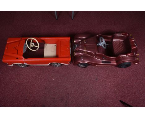 A TRI-ANG T45 PEDAL CAR, has been repainted/restored but is missing windscreen, mirrors and other items, some marking and wea