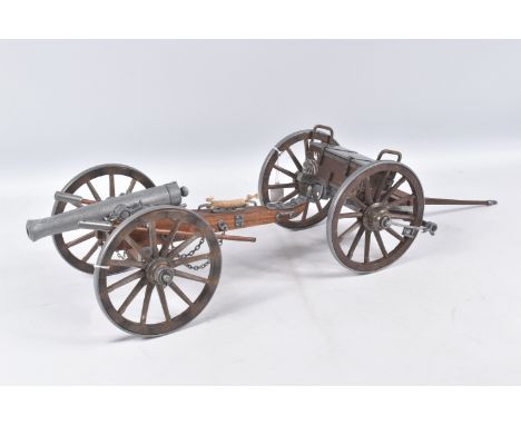 A WOODEN &amp; METAL MODEL OF AN AMERICAN CIVIL WAR DAHLGREN FIELD GUN AND LIMBER OF 1864, appears largely complete and in go