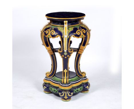 Minton Majolica jardinière stand ceramic, aesthetic movement in Chinese taste, with impressed marks to the base, date code fo