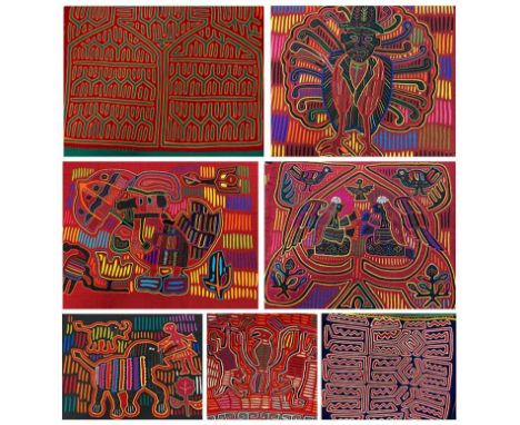 Collection of 20th Century Molas from Sans Blas Islands, Panama comprising ten reverse appliqué and embroidered cotton decora