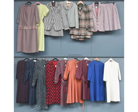 Circa 1950s and Later Ladies Day Dresses and Suits comprising a Gelco Original green and orange check skirt suit, with a stra