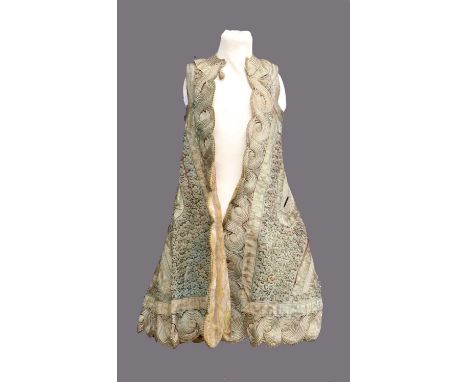Early 20th Century Albanian Pirpiri Sleeveless Coat, extensively adorned with silvered metal trims and appliqués, within an e