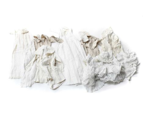 Assorted Mainly Early 20th Century Children's Costume, comprising five long baby gowns with lace insertions, broderie anglais