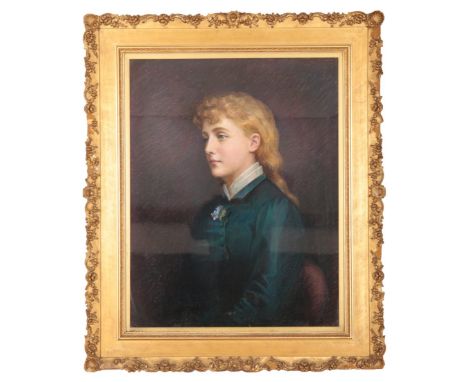 ENGLISH SCHOOL, EARLY 20TH CENTURY A portrait of a ladythree-quarter length and seated, pastel, 71cm x 55cm