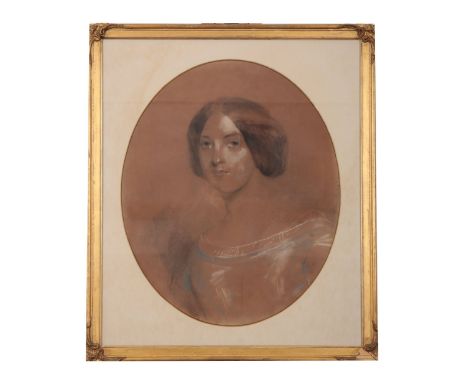 ENGLISH SCHOOL, EARLY 19TH CENTURY A portrait of a young ladyindistinctly signed right hand side, pastel on paper, 56cm x 46c