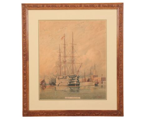 WILLIAM EDWARD ATKINS (1842-1910) 'H.M.S. "Victory"'lithograph, 57cm x 48cm