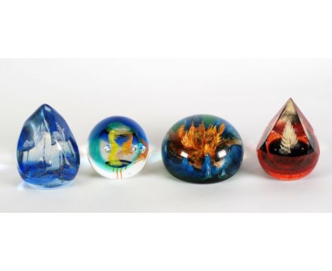 FOUR CAITHNESS LIMITED EDITION GLASS PAPERWEIGHTS 'Firebirds' (59/500), 'Jalal' (76/350), 'Biosphere' (82/500) and 'Banshee' 