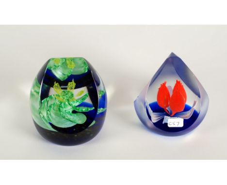 TWO CAITHNESS LIMITED EDITION GLASS PAPERWEIGHTS, 'Cactus Reflections' (79/350 and 'Los Tres Amigos' (59/350, 3 1/2" (8.9cm) 
