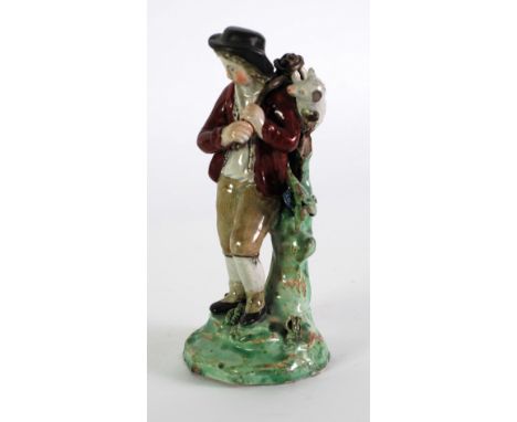 EARLY NINETEENTH CENTURY PEARLWARE POTTERY FIGURE, 'The Lost Sheep', after Enoch Wood, 8 1/2" (21cm) high  C/R - Heavy losses