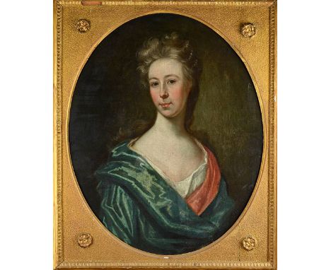 Circle of Michael Dahl, Portrait of a lady, oil on canvas, oval, 75cm x 60cm. 