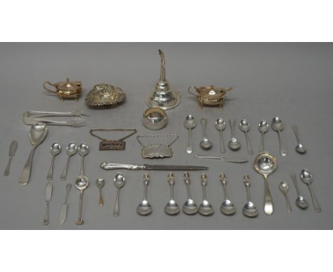 Silver, comprising; a wine funnel, London 1988, six apostle spoons, ten coffee spoons, four teaspoons, four small butter kniv