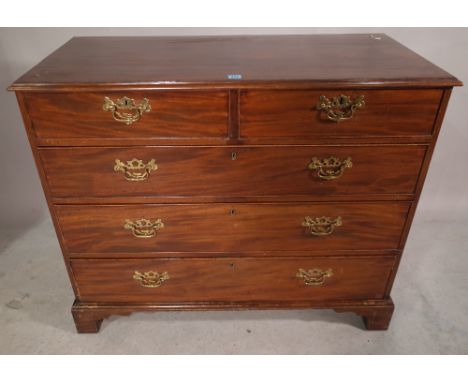 A George III mahogany chest of two short and three long drawers on bracket feet, 110cm wide x 92cm high. 