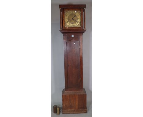 Jno Rigg Gisbrough; an early 18th century oak longcase clock, with thirty hour movement, 185cm high x 42cm wide, (case with a