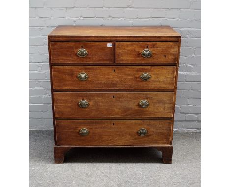 A George III mahogany chest of two short and three long graduated drawers, on bracket feet, 92cm wide x 101cm high.