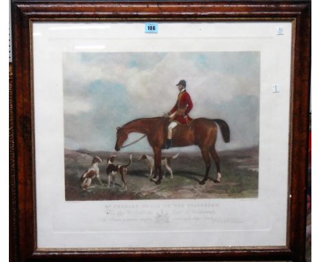 After W. H. Barraud, Mr Charles Davis on 'The Traverser', engraving with hand colouring, 47cm x 54cm.; together with a waterc