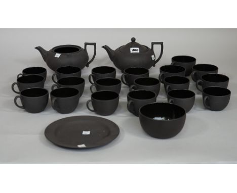 A modern Wedgwood basalt part tea service, (23).