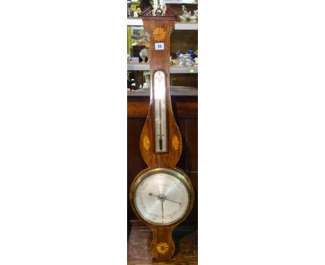 'J. Croce' A 19th century mahogany and inlaid barometer, 99cm high. 
