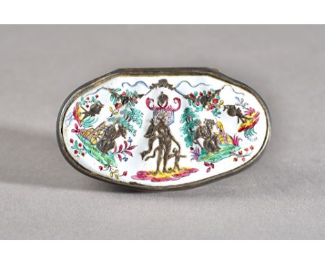 A French silver and enamel snuff box, silver guarantee mark post-1838, eagle head stamp, with all over figural and foliate de