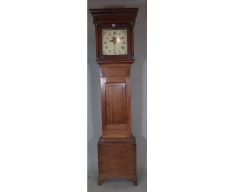 A late 18th century mahogany 30 hour longcase clock, with painted dial, 51cm wide x 202cm high. 