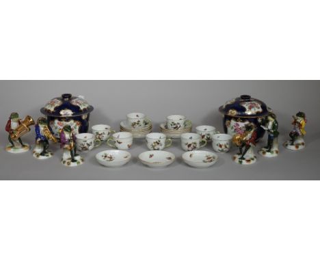 A quantity of ceramics, including; a Herend porcelain part tea service, six Sitzendorf porcelain frog band figures and a pair