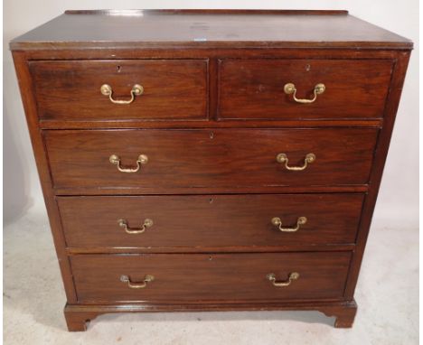A late 19th century mahogany chest of two short and three long graduated drawers on bracket feet, 106cm wide x 107cm high. 