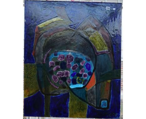 Pope (British 1960s/ 1970s), Abstract, enamel plaque, 91.5cm x 76cm. 