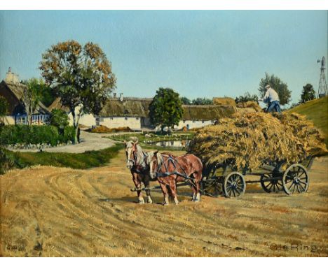 Ole Ring (1902-1972), The Haycart, oil on canvas, signed, 25,.5cm x 33cm. DDS