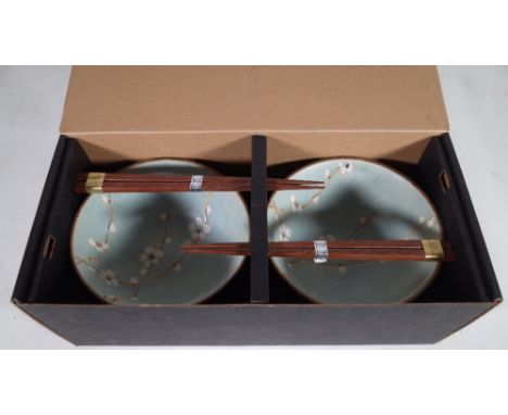 THE LAST SAMURAI:  Warner Bros.,  2003, a marketing presentation box containing a pair of modern Japanese porcelain rice bowl