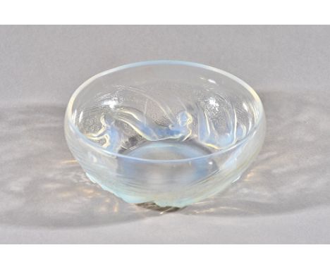 Rene Lalique, 'Ondines', an opalescent glass bowl, circa 1921, moulded with a band of naked sirens, wheel etched mark 'R. LAL