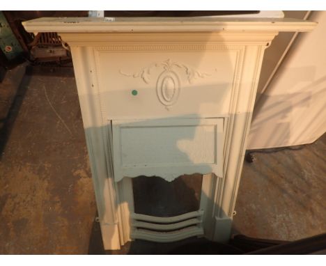 Traditional cream painted bedroom metal fire surround with mantel 76 x 105 cm