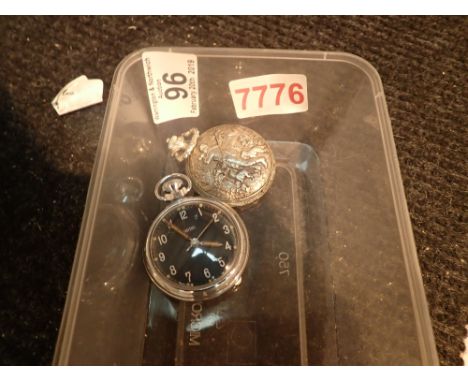 Smiths crown wind pocket watch car clock with luminous hands and a hunting example