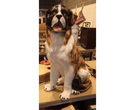 Large St Bernard ceramic dog H: 98 cm