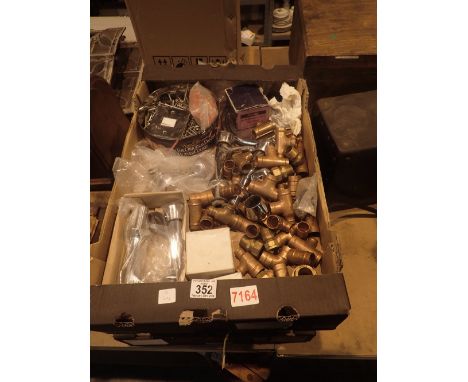 Two boxes with tools and plumbing fittings 