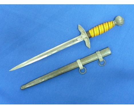 A W.W.2 period Luftwaffe Dagger, second type with 10-inch blade, correct scabbard and fittings, overall 15in (38cm) long.