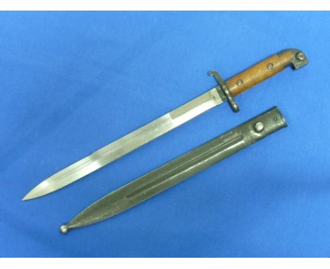 A W.W.2 period Swedish naval Mauser Bayonet, with 13-inch blade and steel scabbard, appears unissued, overall 18in (45.5cm) l