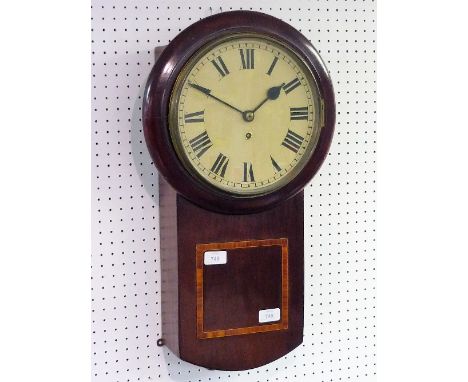 A 19thC mahogany and crossbanded trunk-dial Wall Timepiece, with fusee movement, the 10in (25.25cm) painted dial with black R
