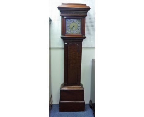 A George III mahogany cased 30-hour single hand Longcase Clock, by Abraham Weston, Lewes, the 10in square brass dial with sil