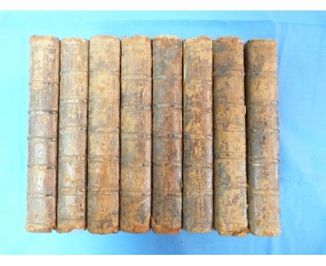 The Spectator, printed for Tonson and Draper, London, 1753, full eight volume set in contemporary calf binding, together with