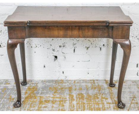 CARD TABLE, George II mahogany, circa 1750 with eared foldover and green baize lined top, 72cm H x 90cm W x 45cm D. 