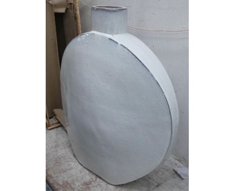 CERAMIC MOON FLASK, contemporary Chinese, white glazed finish, 74cm H x 69cm W. 