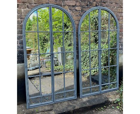 ARCHITECTURAL GARDEN WALL MIRRORS, a pair, gated design, 170cm H x 90cm W. (2) 