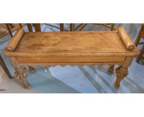 HALL BENCH, Victorian oak with carved detail, 85cm x 29cm x 48cm H. 