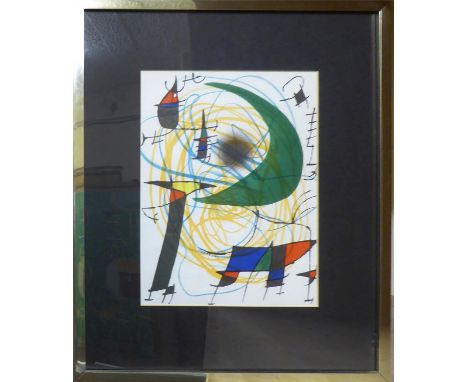 JOAN MIRO 'Miro lithographs plate 8', 1972, lithograph, with the Mark Gallery label verso, 33cm x 25cm, framed and glazed. 