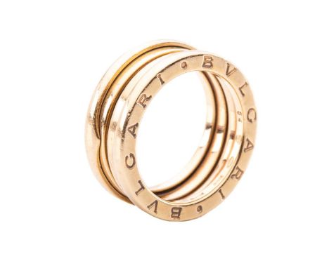 Bulgari - a B.zero1 ring in yellow metal, signed, struck with Italian assay marks '750' and maker's mark '2337 AL', size 54 (